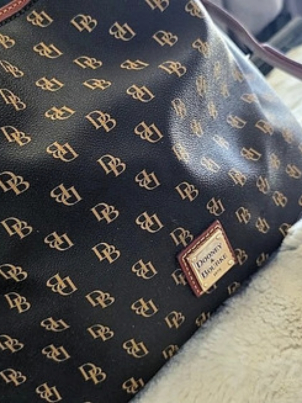 Dooney & Bourke Monogram Signature Triple Compartment Tote Brown & Red